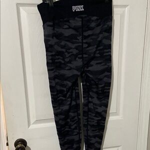 PINK Victoria's Secret Black Leggings with Camo Design